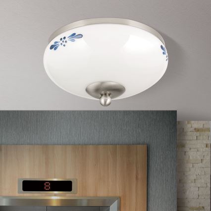 Стельовий світильник LANDHAUS 1xE27/60W/230V діаметр 21 см матовий хром/білий