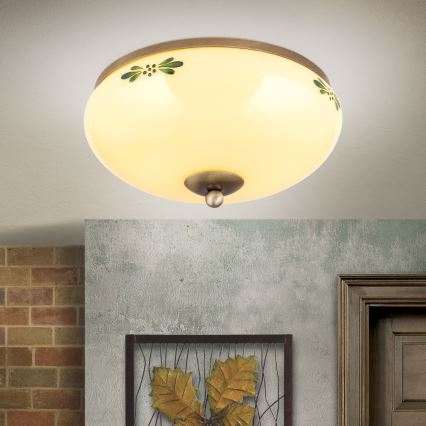 Потолочный светильник LANDHAUS 2xE27/60W/230V диаметр 28 см бронзовый/бежевый