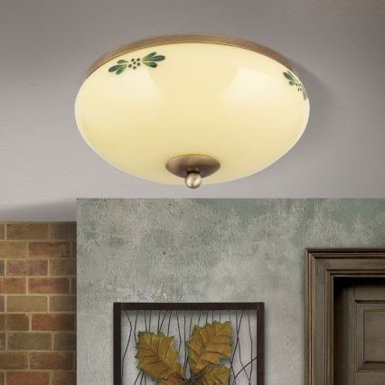 Потолочный светильник LANDHAUS 2xE27/60W/230V диаметр 28 см бронзовый/бежевый