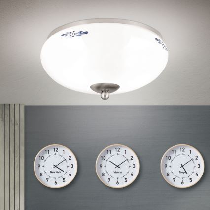 Потолочный светильник LANDHAUS 2xE27/60W/230V диаметр 28 см матовый хром/белый
