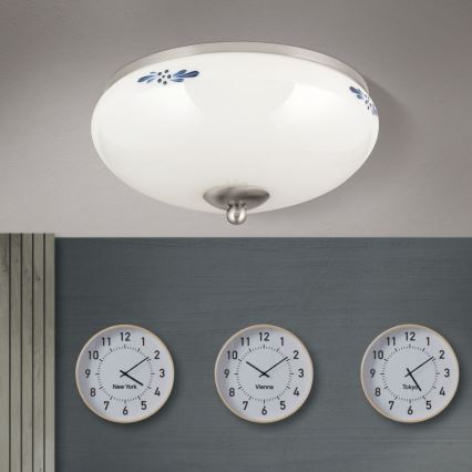 Потолочный светильник LANDHAUS 2xE27/60W/230V диаметр 28 см матовый хром/белый