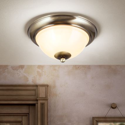 Стельовий світильник AUSTRIAN OLD LAMP 2xE27/60W/230V діаметр 27 см бронза/бежевий