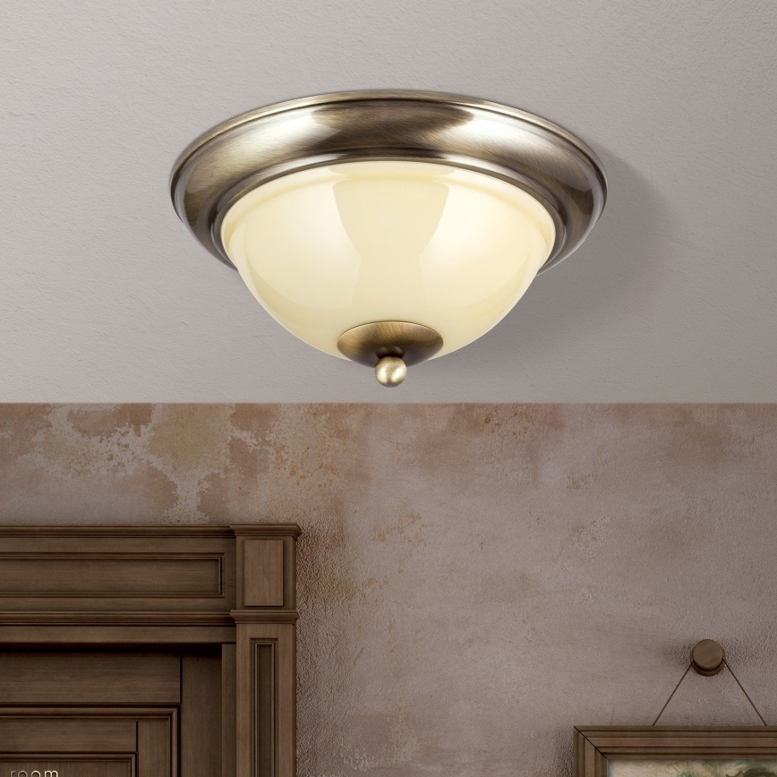 Стельовий світильник AUSTRIAN OLD LAMP 2xE27/60W/230V діаметр 27 см бронза/бежевий