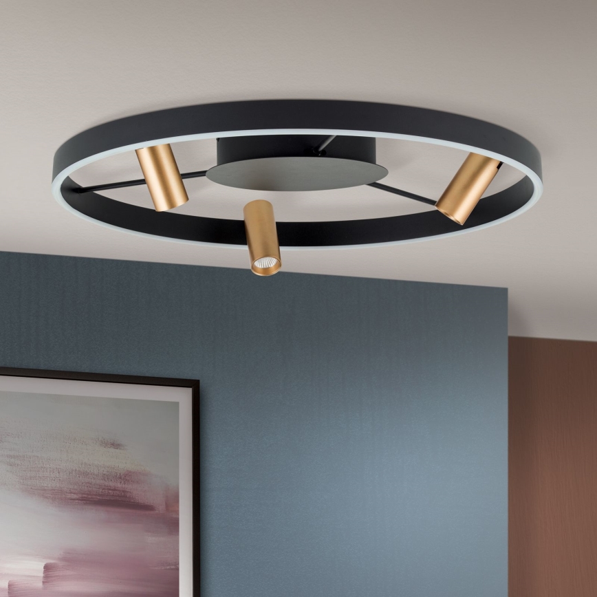 Світлодіодний стельовий світильник з регулюванням яскравості BERLIN LED/50W/230V чорний/золотий