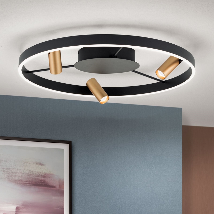 Светодиодный потолочный светильник с регулированием яркости BERLIN LED/50W/230V черный/золотистый