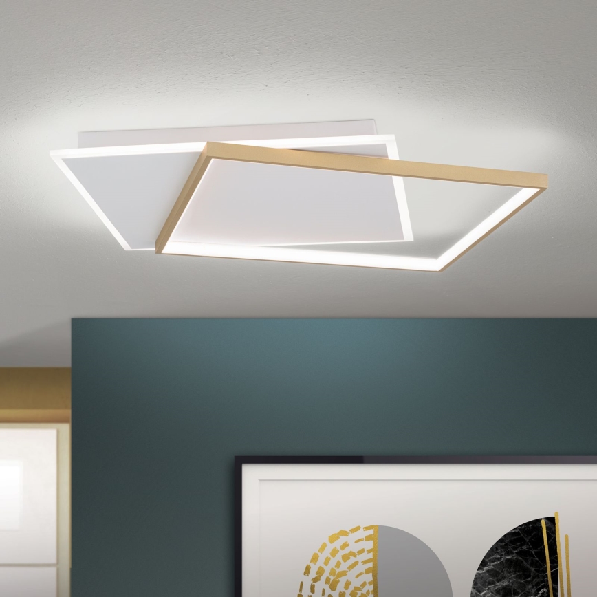 Светодиодный потолочный светильник с регулированием яркости EMANUEL LED/50W/230V белый/золотистый