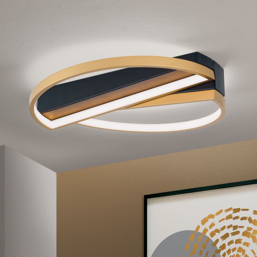Светодиодный потолочный светильник с регулированием яркости OLGA LED/28W/230V золотистый/черный