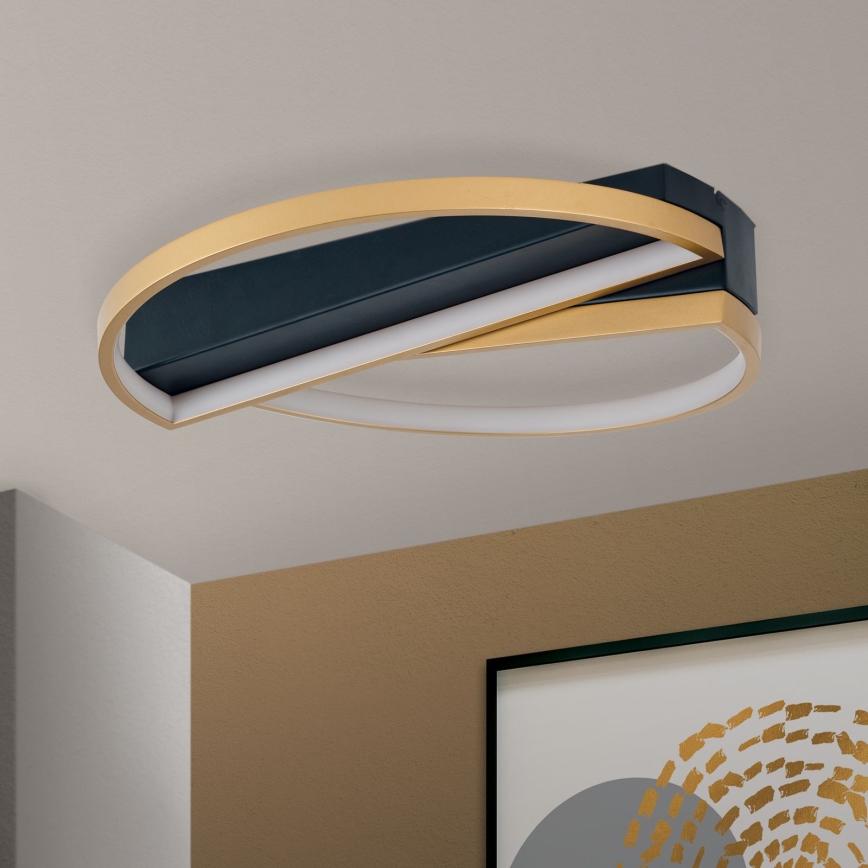 Светодиодный потолочный светильник с регулированием яркости OLGA LED/28W/230V золотистый/черный