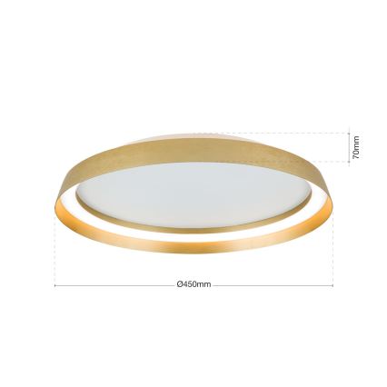 Светодиодный потолочный светильник с регулированием яркости MANTA LED/38W/230V 2700/3000/4000K диаметр 45 см золотистый