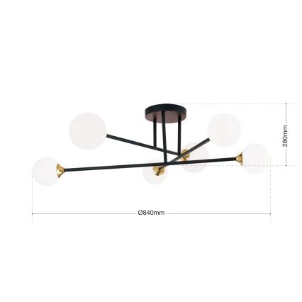Припотолочная люстра SNOWWHITE 6xG9/20W/230V диаметр 84 см черный/золотистый