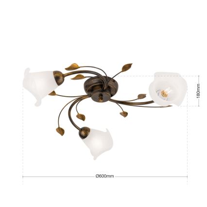 Припотолочная люстра SISI 3xE14/40W/230V диаметр 60 см бронзовый/патина