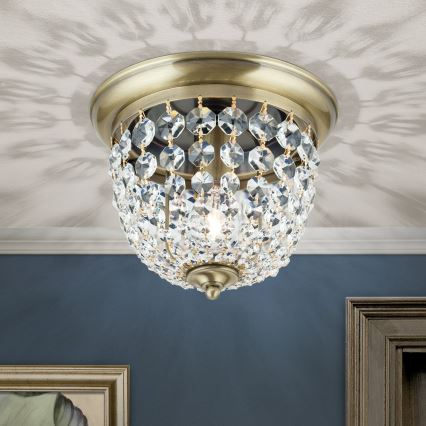 Кришталевий стельовий світильник PLAFOND 1xE27/40W/230V діаметр 26 см бронза