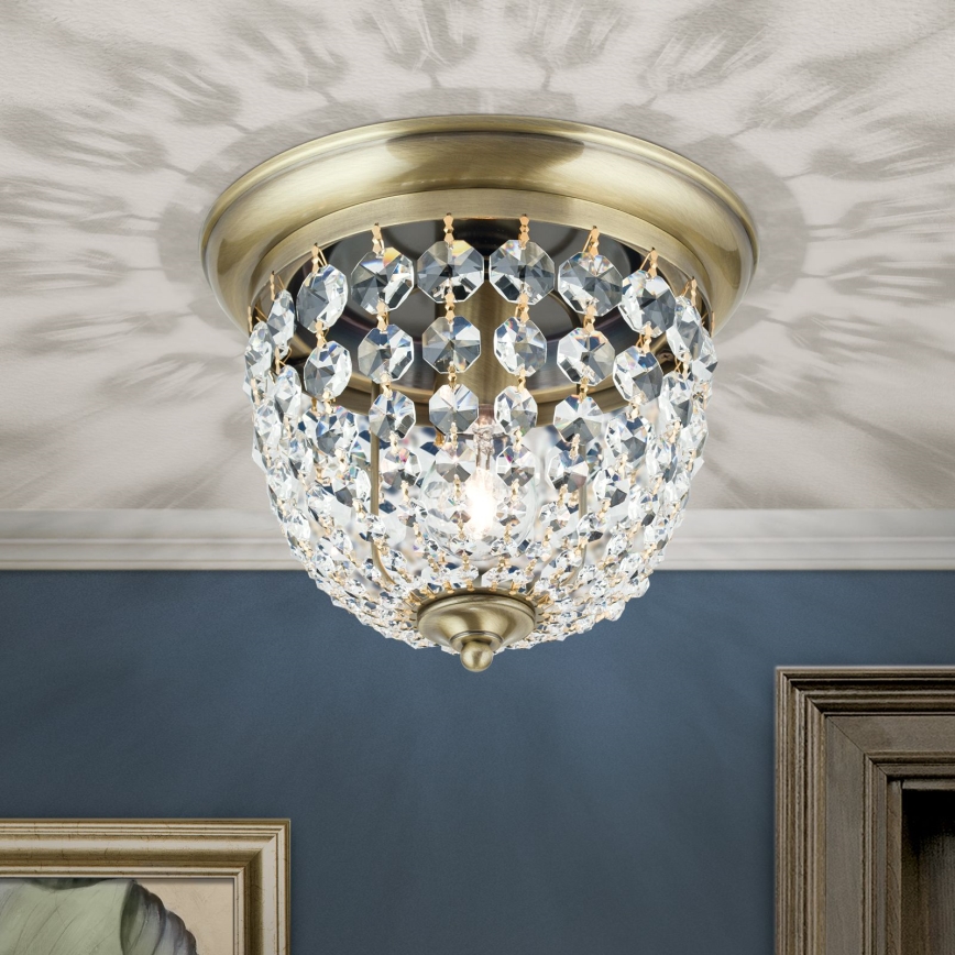 Кришталевий стельовий світильник PLAFOND 1xE27/40W/230V діаметр 26 см бронза