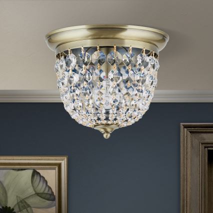 Кришталевий стельовий світильник PLAFOND 1xE27/40W/230V діаметр 26 см бронза