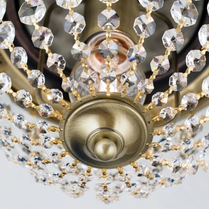 Кришталевий стельовий світильник PLAFOND 1xE27/40W/230V діаметр 26 см бронза