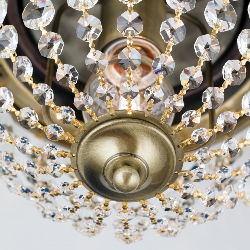 Кришталевий стельовий світильник PLAFOND 1xE27/40W/230V діаметр 26 см бронза
