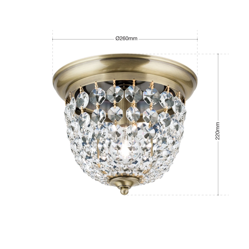 Кришталевий стельовий світильник PLAFOND 1xE27/40W/230V діаметр 26 см бронза