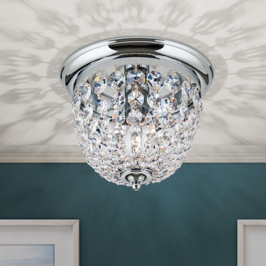 Кришталевий стельовий світильник PLAFOND 1xE27/40W/230V діаметр 26 см глянцевий хром