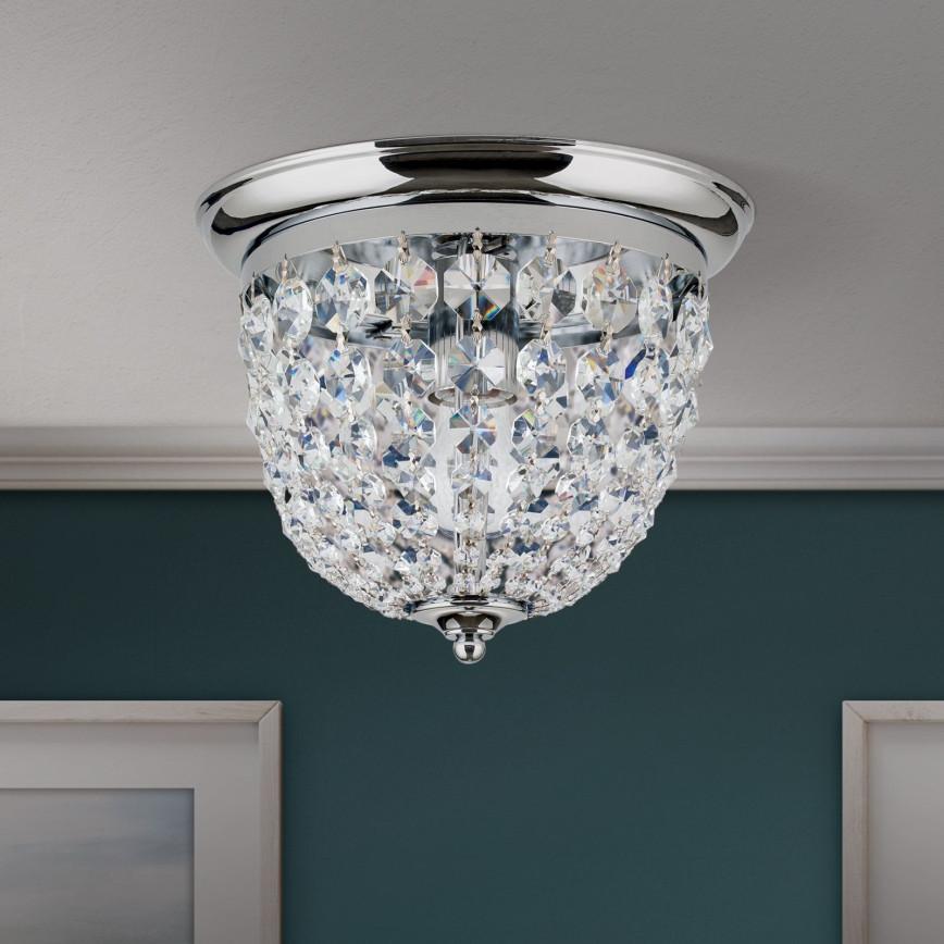 Кришталевий стельовий світильник PLAFOND 1xE27/40W/230V діаметр 26 см глянцевий хром