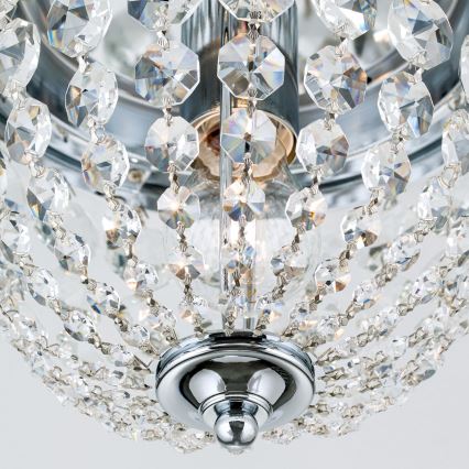 Кришталевий стельовий світильник PLAFOND 1xE27/40W/230V діаметр 26 см глянцевий хром