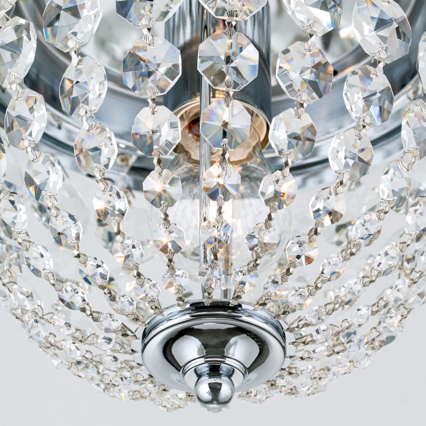 Кришталевий стельовий світильник PLAFOND 1xE27/40W/230V діаметр 26 см глянцевий хром