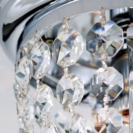 Кришталевий стельовий світильник PLAFOND 1xE27/40W/230V діаметр 26 см глянцевий хром