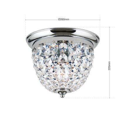 Кришталевий стельовий світильник PLAFOND 1xE27/40W/230V діаметр 26 см глянцевий хром