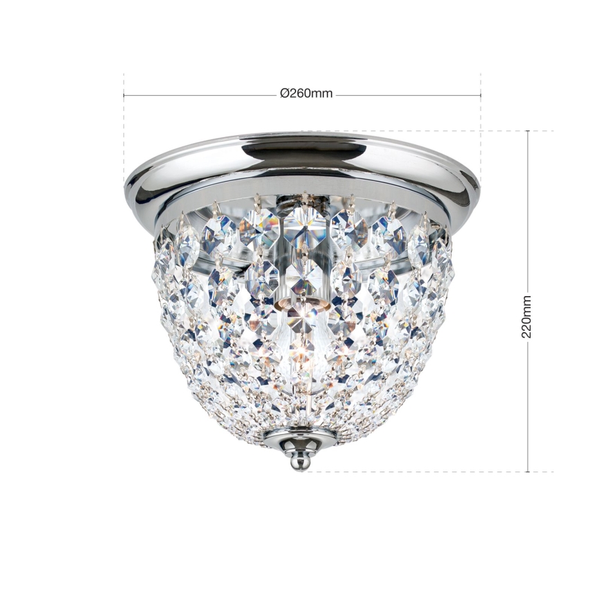 Кришталевий стельовий світильник PLAFOND 1xE27/40W/230V діаметр 26 см глянцевий хром
