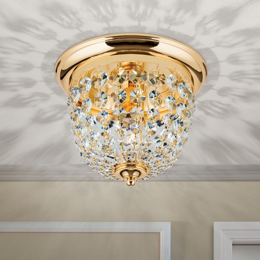Кришталевий стельовий світильник PLAFOND 1xE27/40W/230V діаметр 26 см золотий