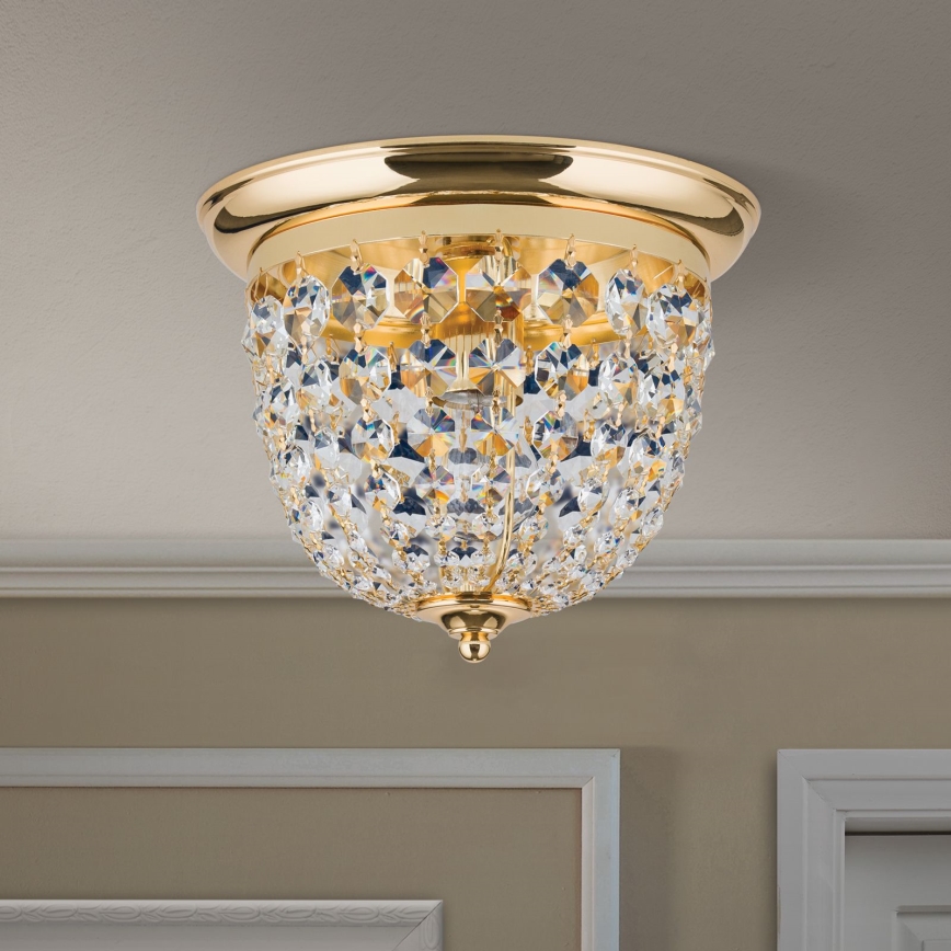 Кришталевий стельовий світильник PLAFOND 1xE27/40W/230V діаметр 26 см золотий