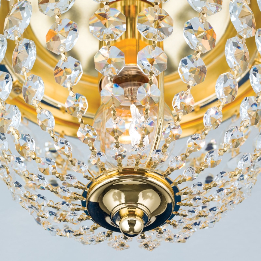 Кришталевий стельовий світильник PLAFOND 1xE27/40W/230V діаметр 26 см золотий