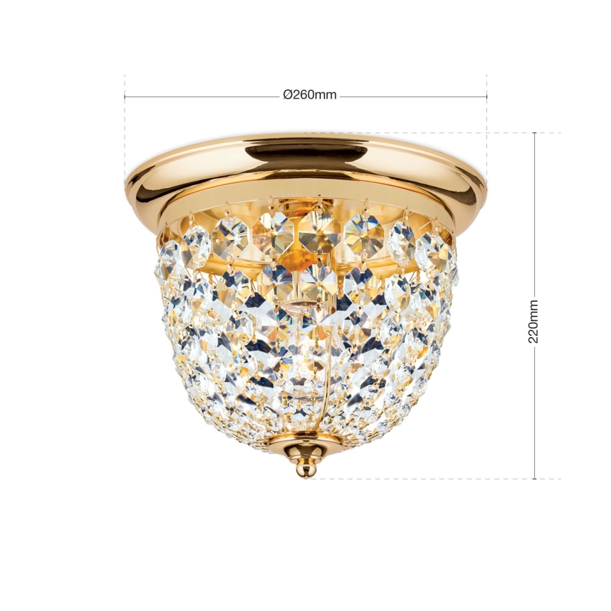 Кришталевий стельовий світильник PLAFOND 1xE27/40W/230V діаметр 26 см золотий