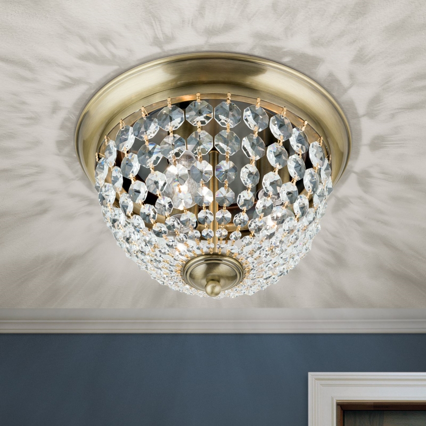 Кришталевий стельовий світильник PLAFOND 3xE27/40W/230V діаметр 35 см бронза