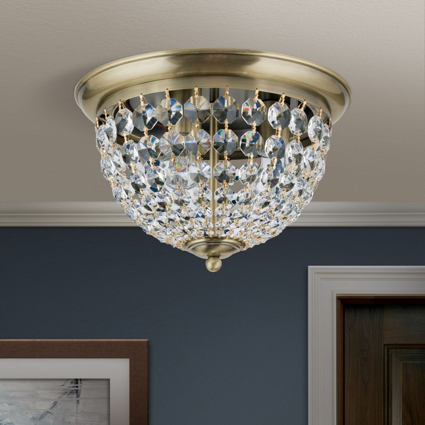 Кришталевий стельовий світильник PLAFOND 3xE27/40W/230V діаметр 35 см бронза