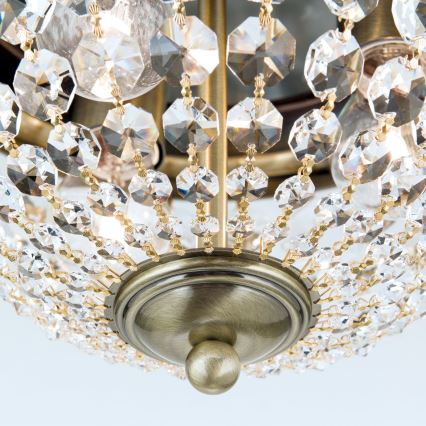 Кришталевий стельовий світильник PLAFOND 3xE27/40W/230V діаметр 35 см бронза