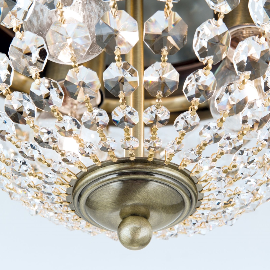 Кришталевий стельовий світильник PLAFOND 3xE27/40W/230V діаметр 35 см бронза