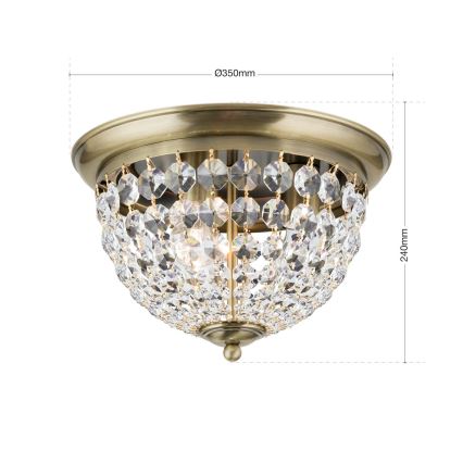 Кришталевий стельовий світильник PLAFOND 3xE27/40W/230V діаметр 35 см бронза