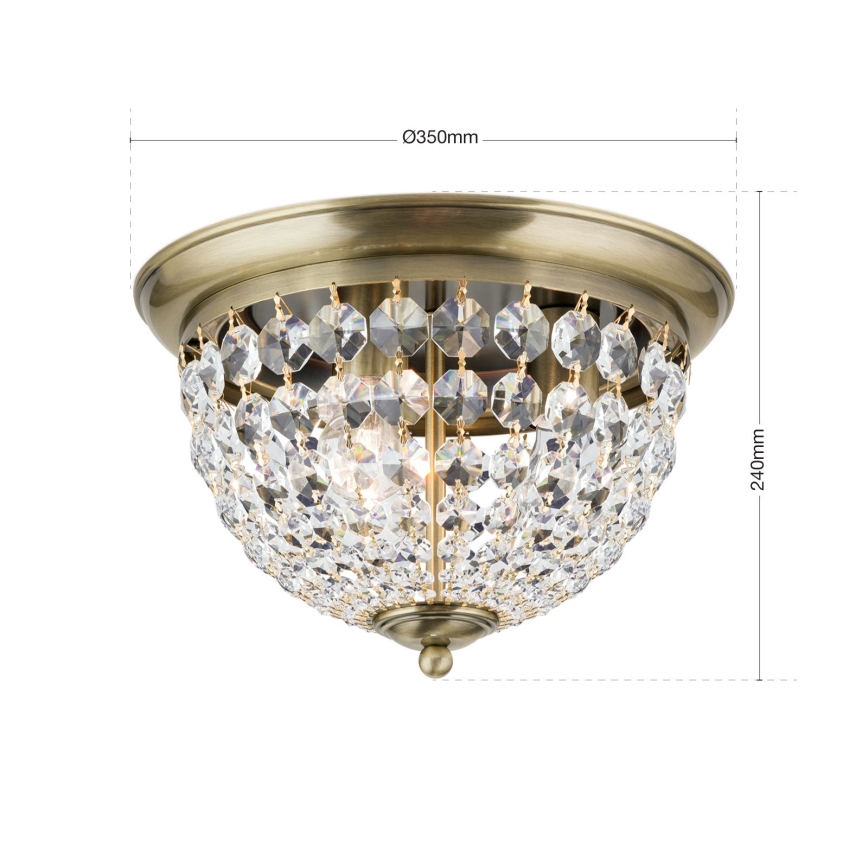 Кришталевий стельовий світильник PLAFOND 3xE27/40W/230V діаметр 35 см бронза