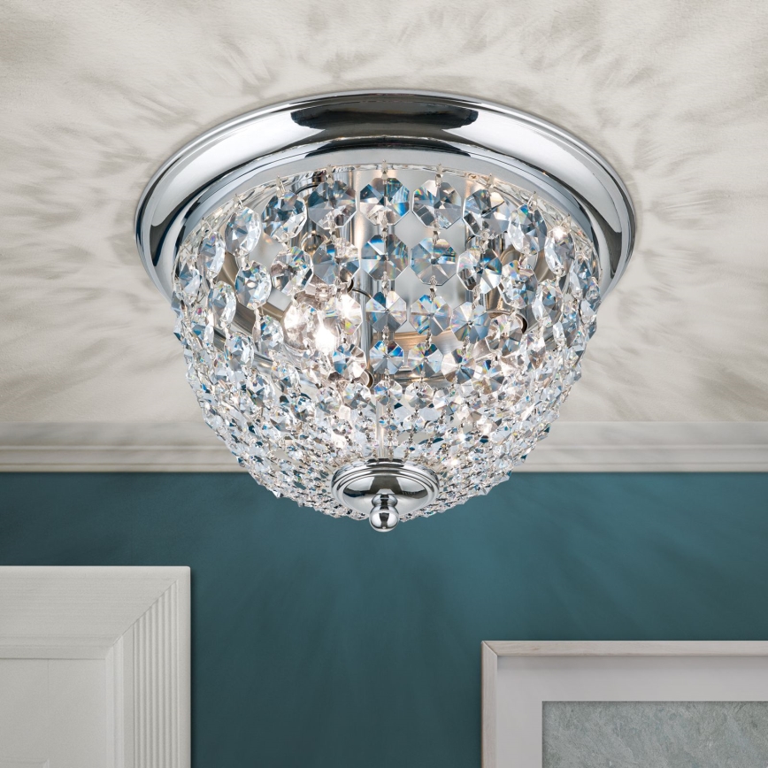Кришталевий стельовий світильник PLAFOND 3xE27/40W/230V діаметр 35 см глянцевий хром
