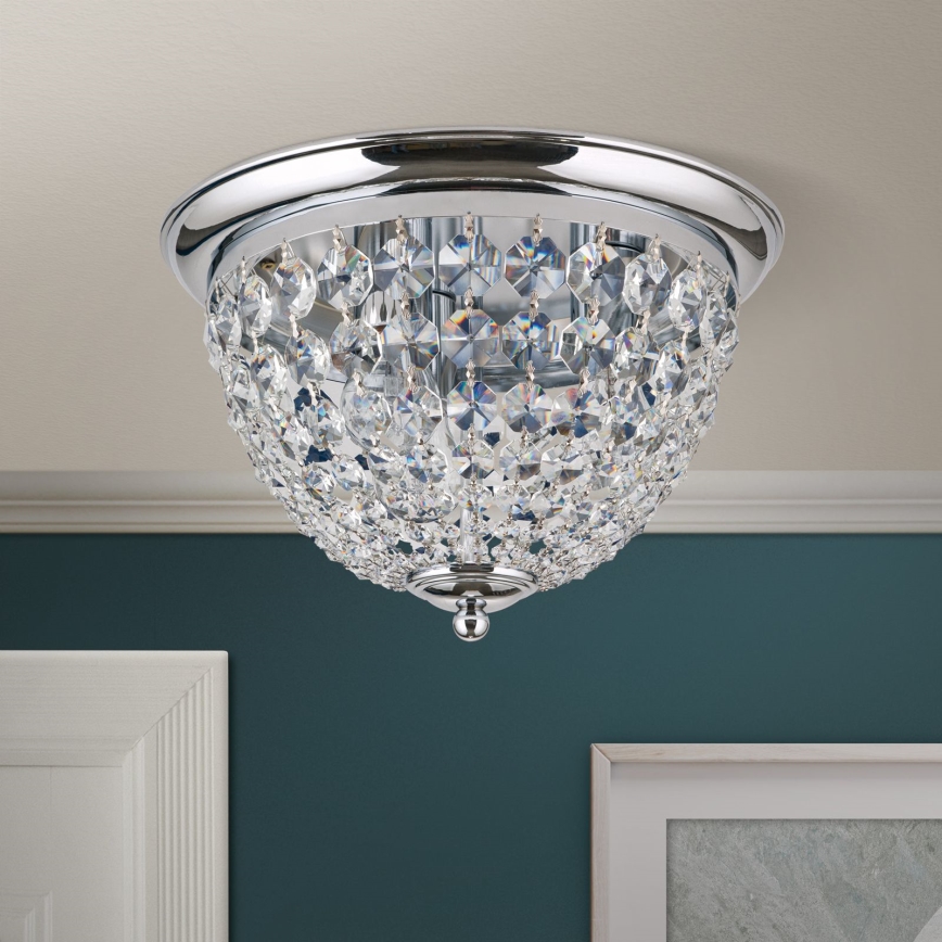 Кришталевий стельовий світильник PLAFOND 3xE27/40W/230V діаметр 35 см глянцевий хром