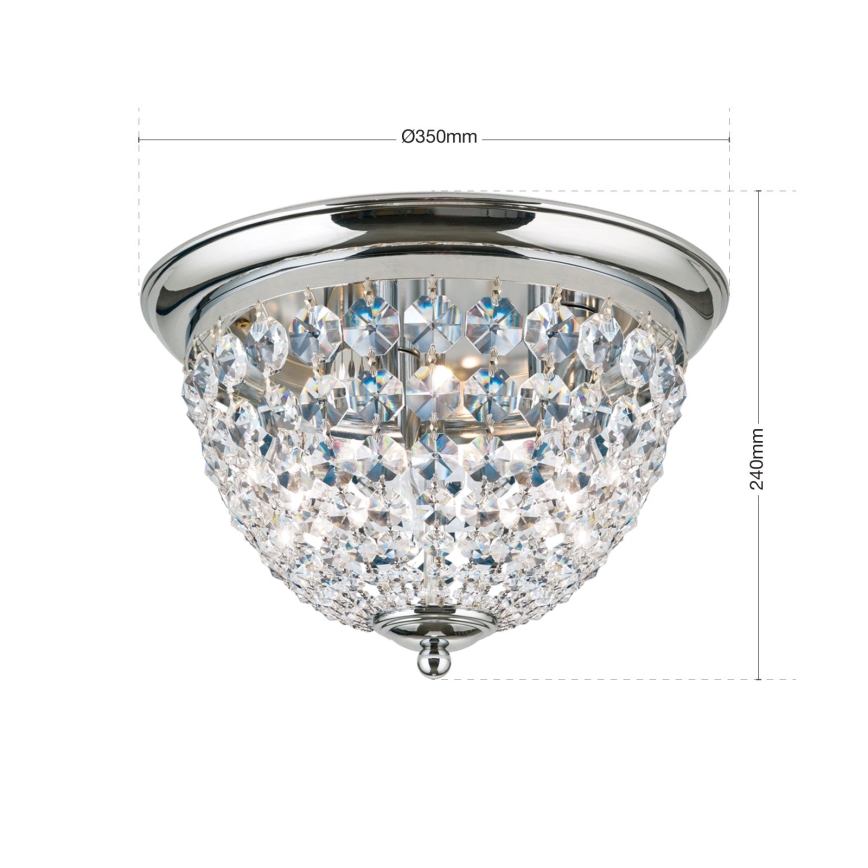 Кришталевий стельовий світильник PLAFOND 3xE27/40W/230V діаметр 35 см глянцевий хром