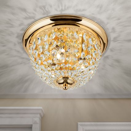 Кришталевий стельовий світильник PLAFOND 3xE27/40W/230V діаметр 35 см золотий