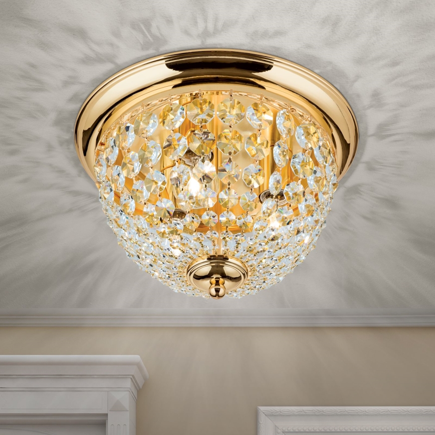 Кришталевий стельовий світильник PLAFOND 3xE27/40W/230V діаметр 35 см золотий