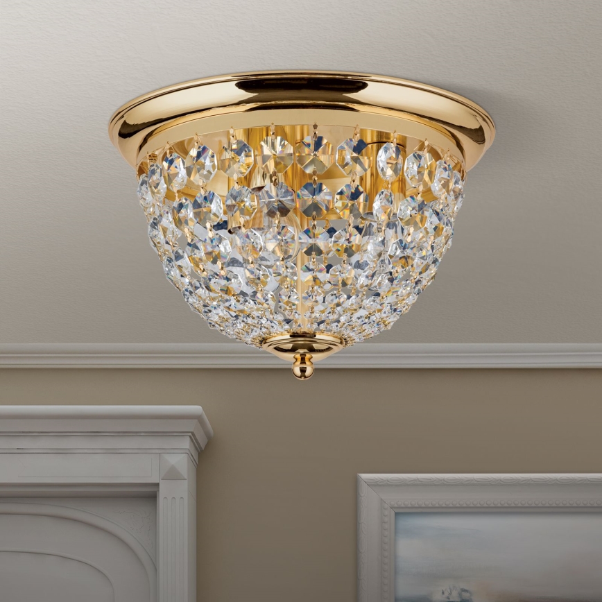 Кришталевий стельовий світильник PLAFOND 3xE27/40W/230V діаметр 35 см золотий