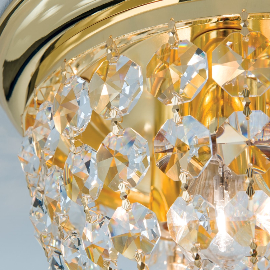 Кришталевий стельовий світильник PLAFOND 3xE27/40W/230V діаметр 35 см золотий