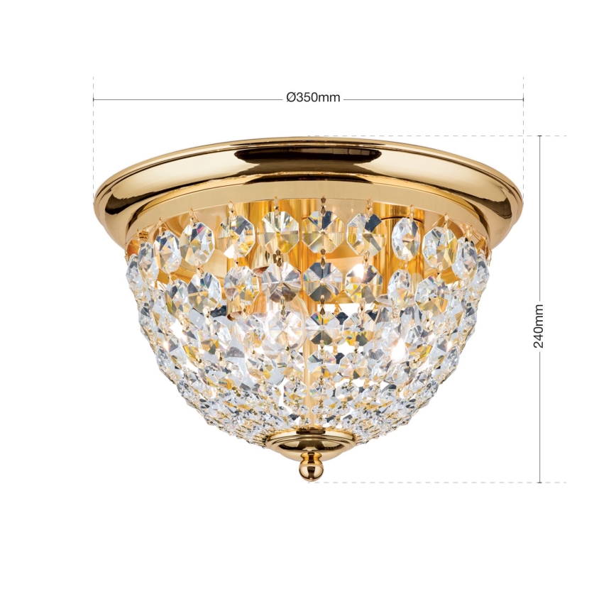 Кришталевий стельовий світильник PLAFOND 3xE27/40W/230V діаметр 35 см золотий