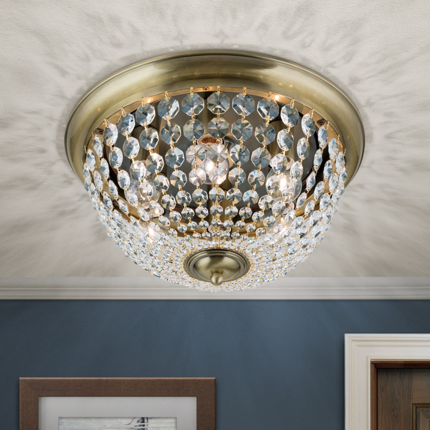 Хрустальный потолочный светильник PLAFOND 6xE27/40W/230V диаметр 47 см бронзовый
