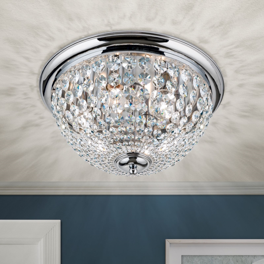 Хрустальный потолочный светильник PLAFOND 6xE27/40W/230V диаметр 47 см блестящий хром