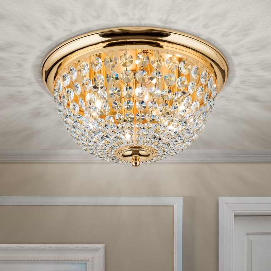 Хрустальный потолочный светильник PLAFOND 6xE27/40W/230V диаметр 47 см золотистый