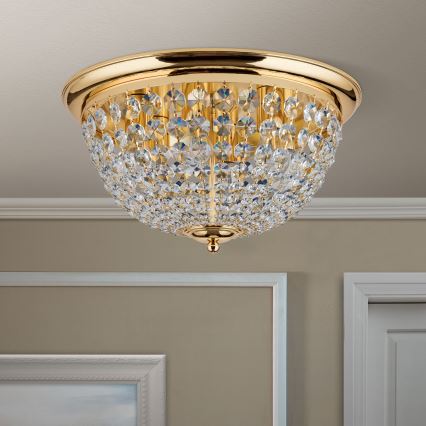 Хрустальный потолочный светильник PLAFOND 6xE27/40W/230V диаметр 47 см золотистый
